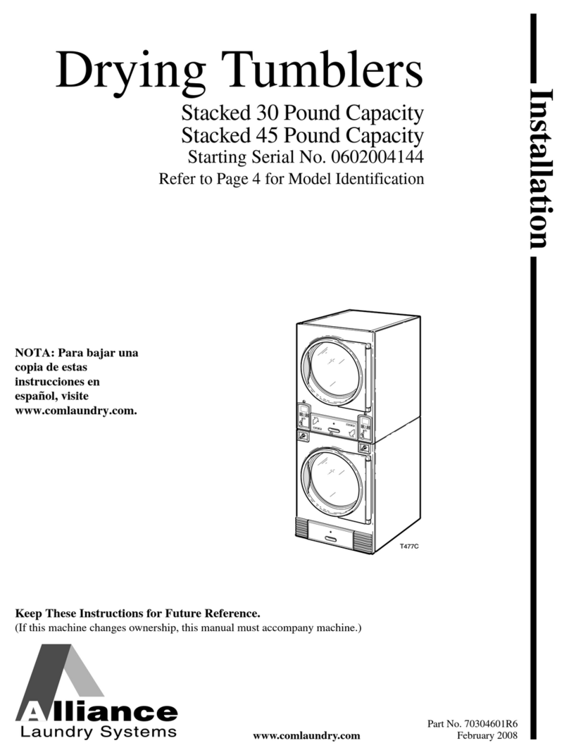 Alliance Laundry Systems Drying Cabinet installation manual