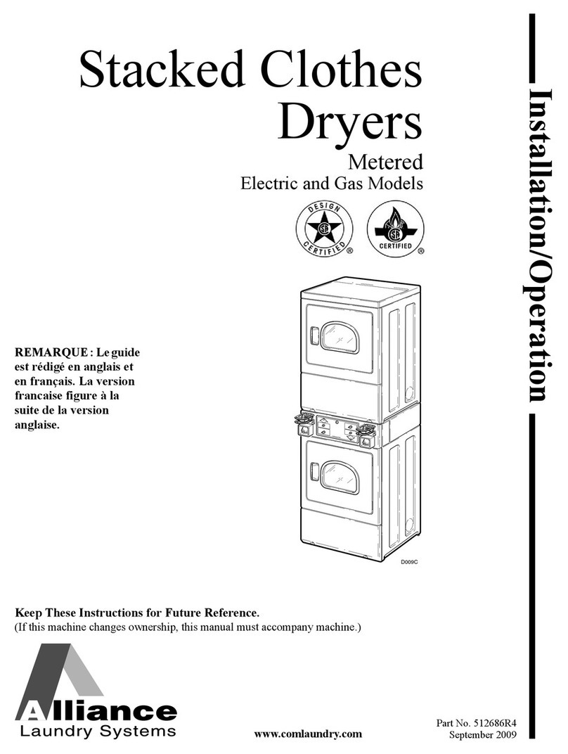 Alliance Laundry Systems Clothes Dryer User manual