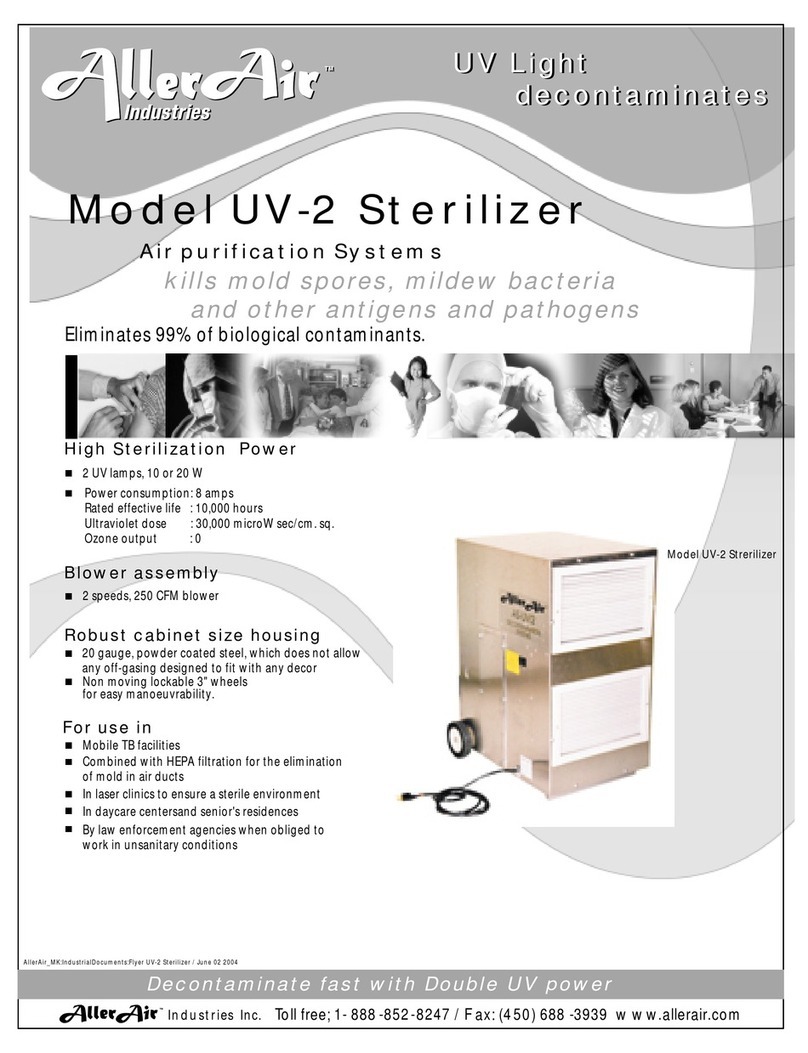 AllerAir UV-2 Sterilizer Specification sheet