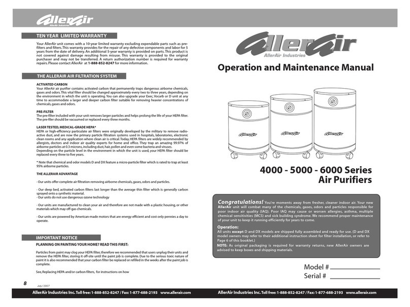 AllerAir 4000 Series Operation and maintenance manual