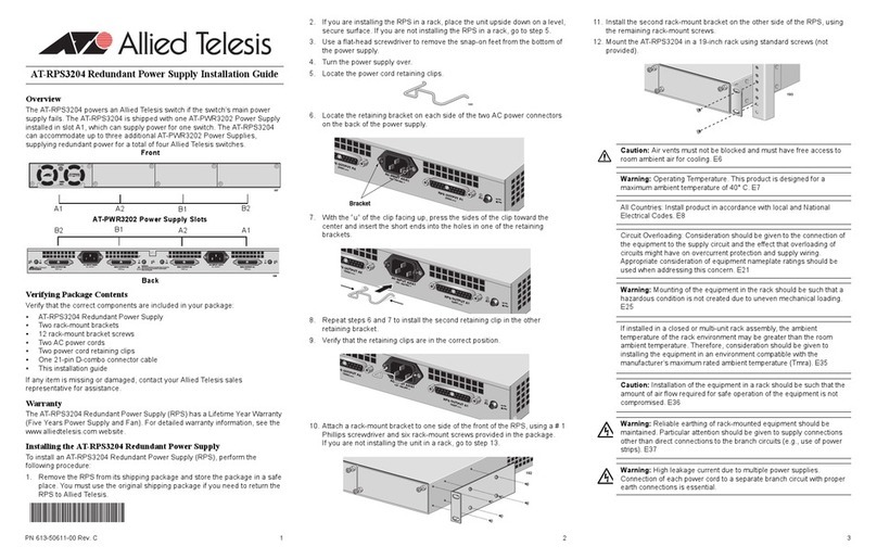 Allied Telesis AT-RPS3204 installation guide