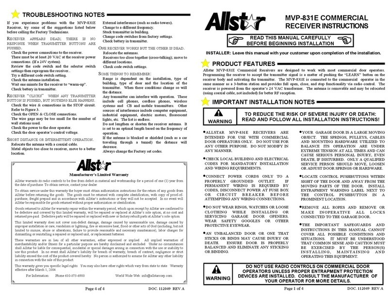 Allstar MVP-831E user manual