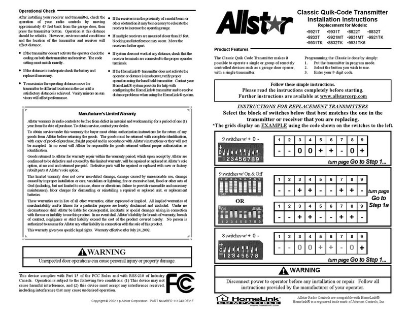 Allstar 8822T user manual
