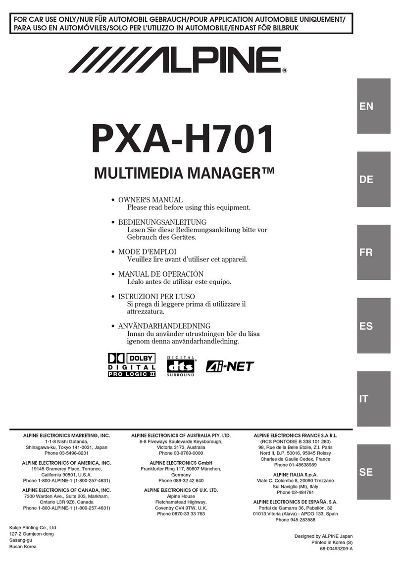 Alpine MULTIMEDIA MANAGER PXA-H701 owner's manual