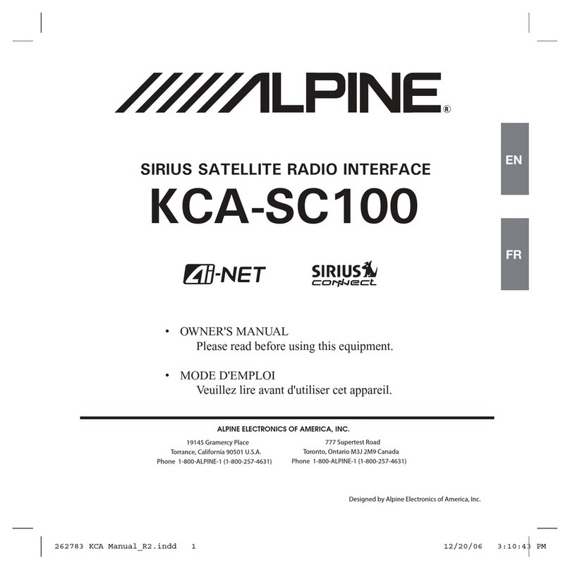 Alpine SIRIUS KCA-SC100 User manual