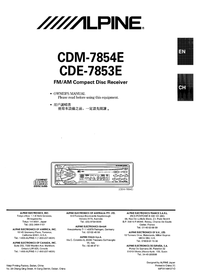 Alpine CDE-7853E owner's manual