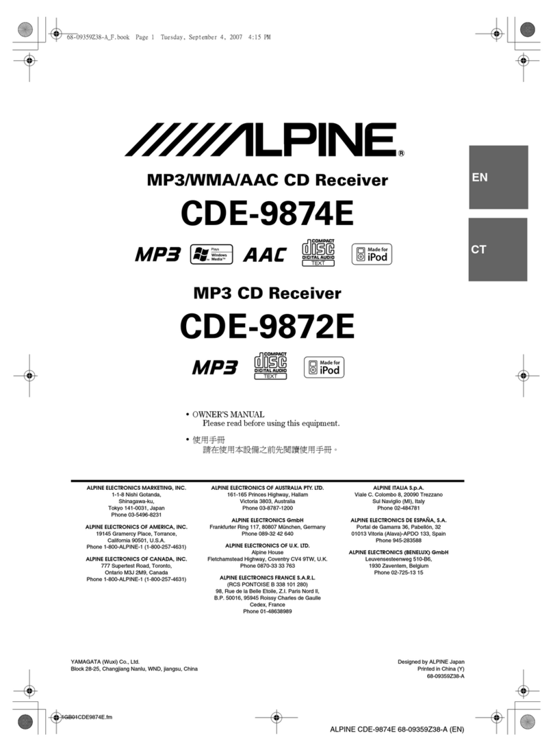 Alpine CDE-9872E owner's manual