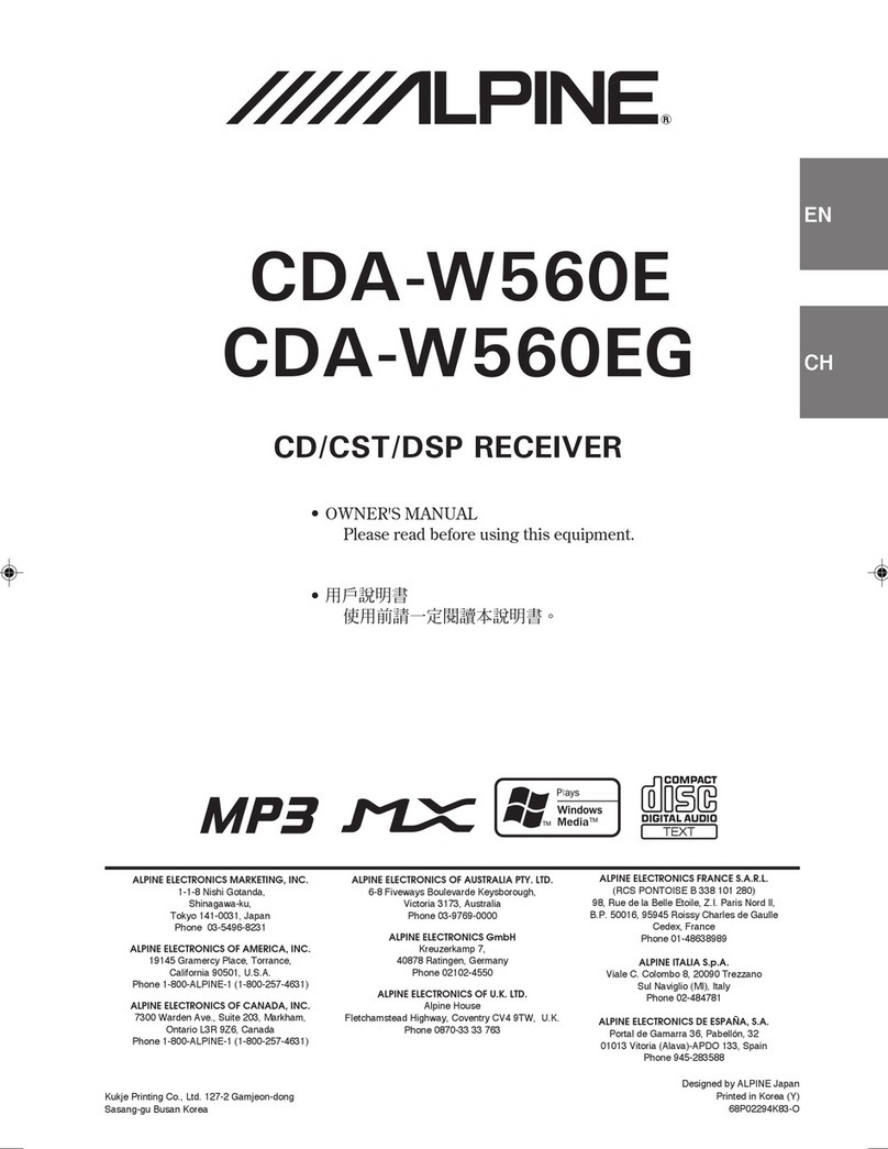 Alpine CDA-W560E owner's manual