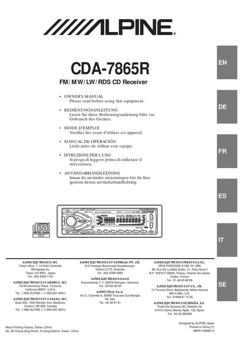Alpine CDA-7865R owner's manual