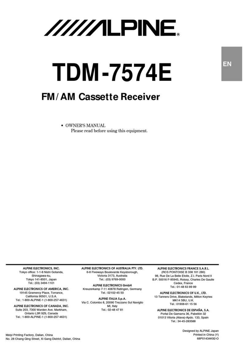 Alpine TDM-7574E owner's manual