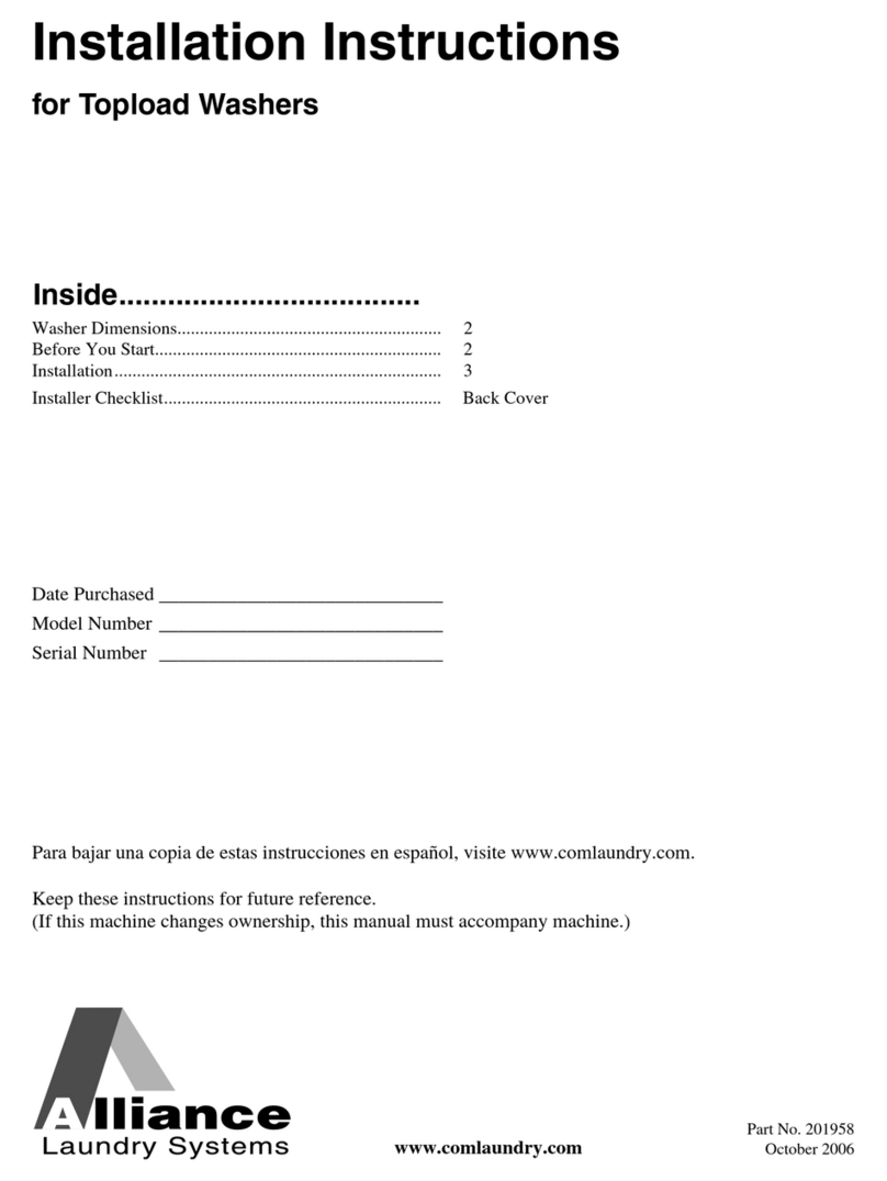 Alliance Laundry Systems Topload Washer User manual