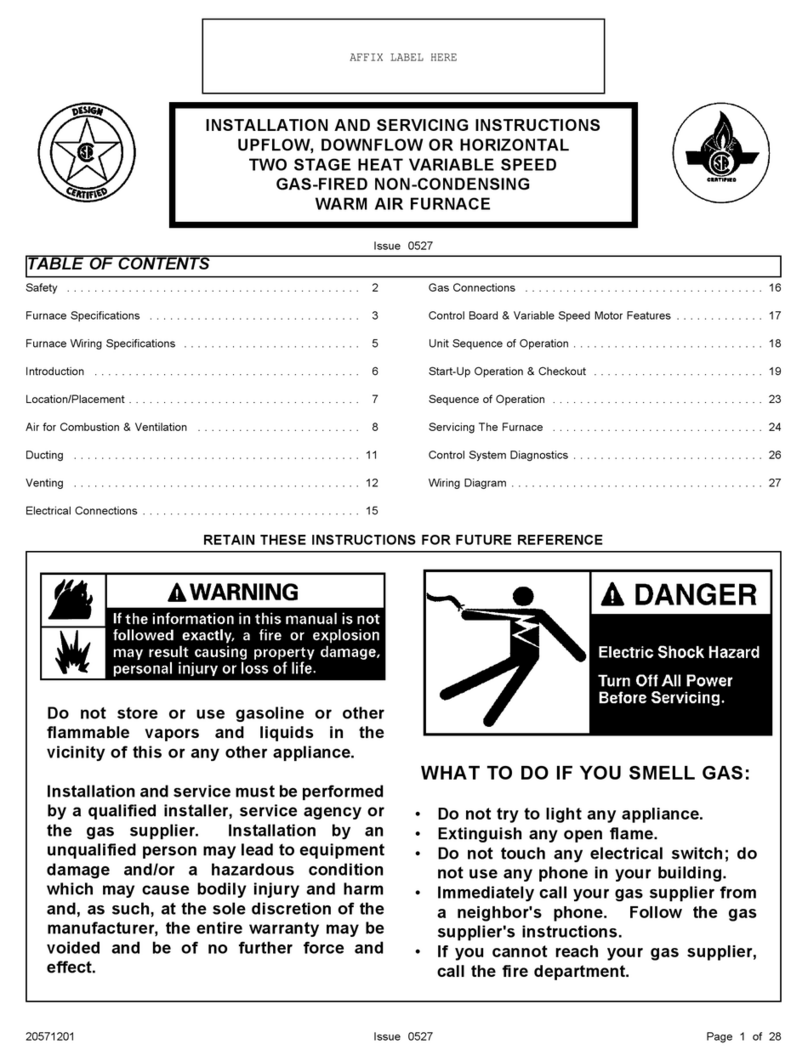 Allied Downflow or Horizontal 2 Stage Heat Variable Speed Gas Fired Non-Condensing Warm Air... Installation and servicing instructions
