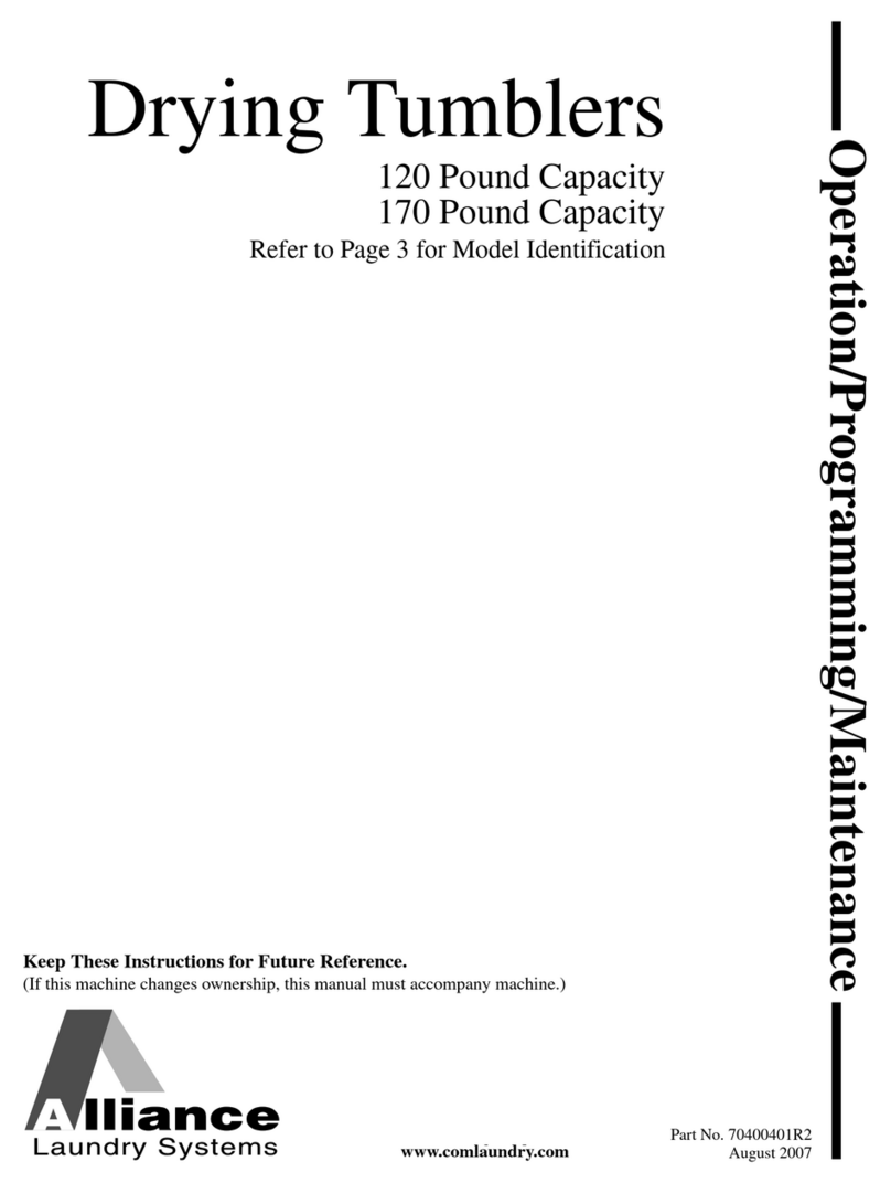 Alliance Laundry Systems Drying Tumbler Part No. 70400401R2 Owner's manual