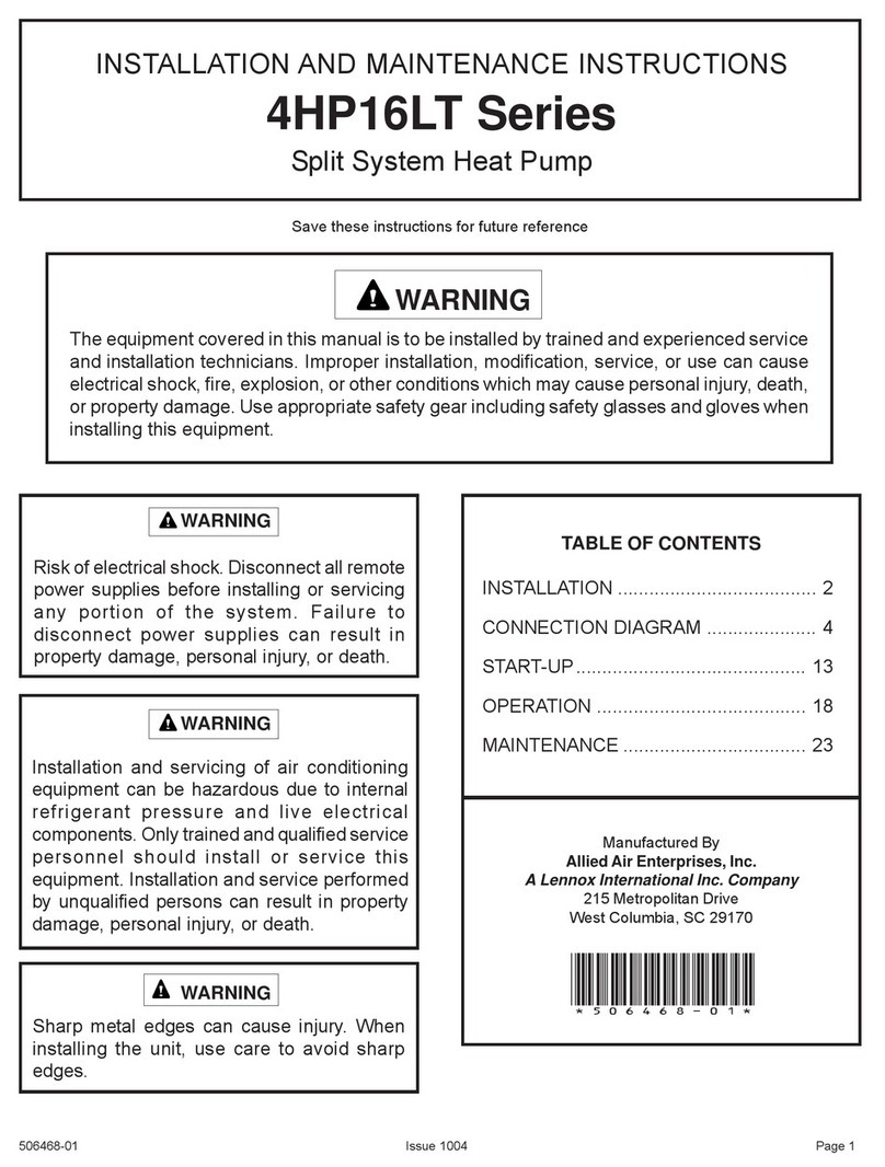 Allied Air 4HP16LT Series Installation and maintenance instructions