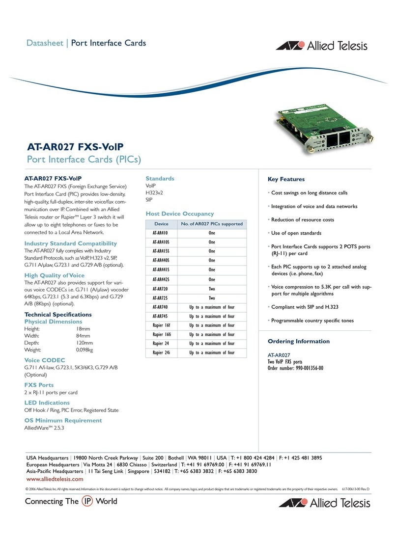 Allied Telesis AT-AR027 VoIP-FXS User manual
