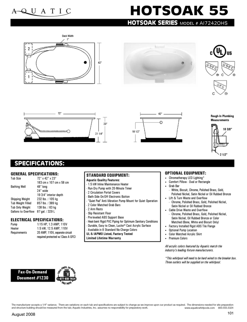 Aquatic HOTSOAK 55 AI7242OHS Specification sheet Aquatic HOTSOAK 55 AI7242OHS Specification sheet