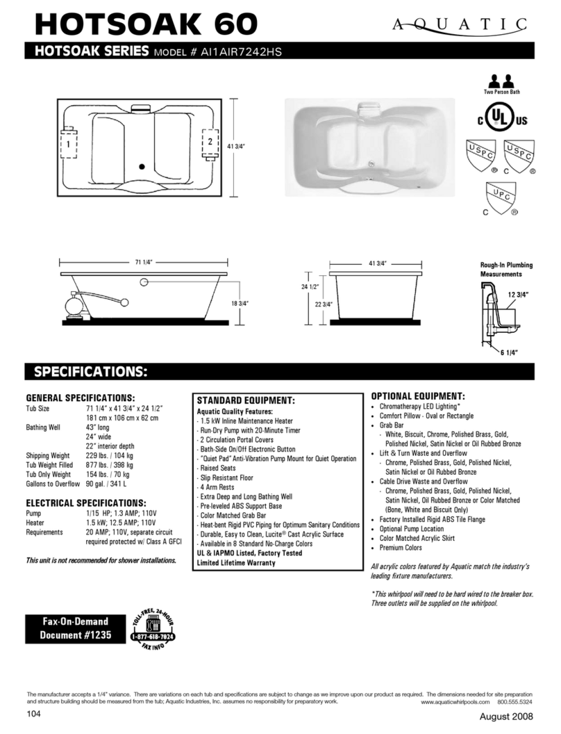 Aquatic HOTSOAK 60 AI1AIR7242HS Specification sheet Aquatic HOTSOAK 60 AI1AIR7242HS Specification sheet