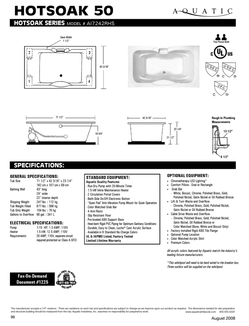 Aquatic HOTSOAK 50 AI7242RHS User manual