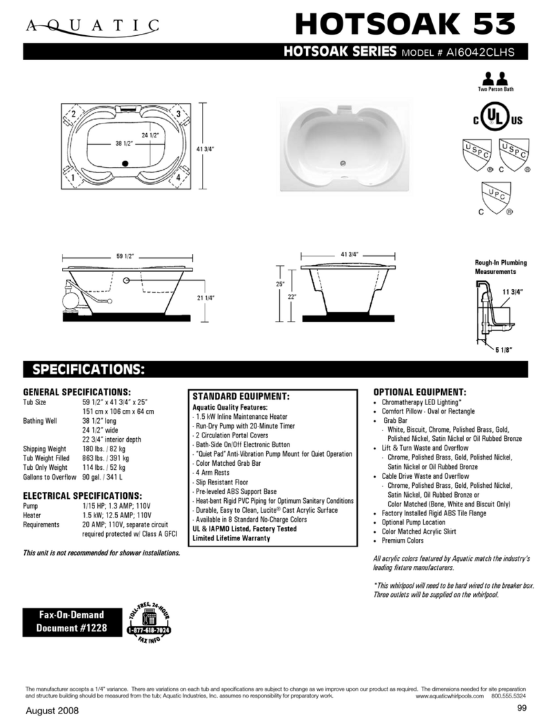 Aquatic HOTSOAK 53 ai6042ClHS Specification sheet