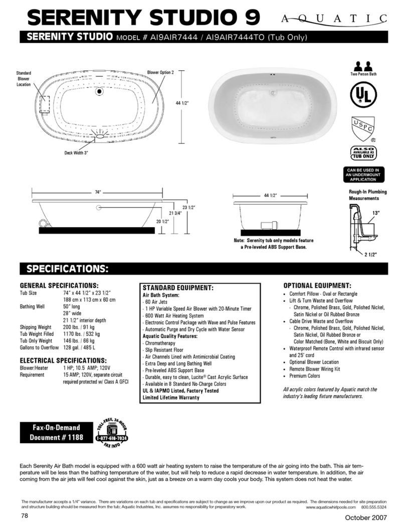 Aquatic Serenity Studio 9 Specification sheet