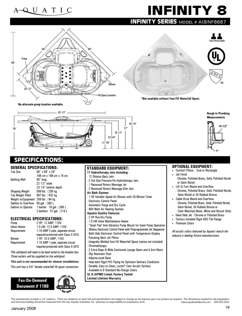Aquatic INFINITY 8 AI8ANF6667 Specification sheet