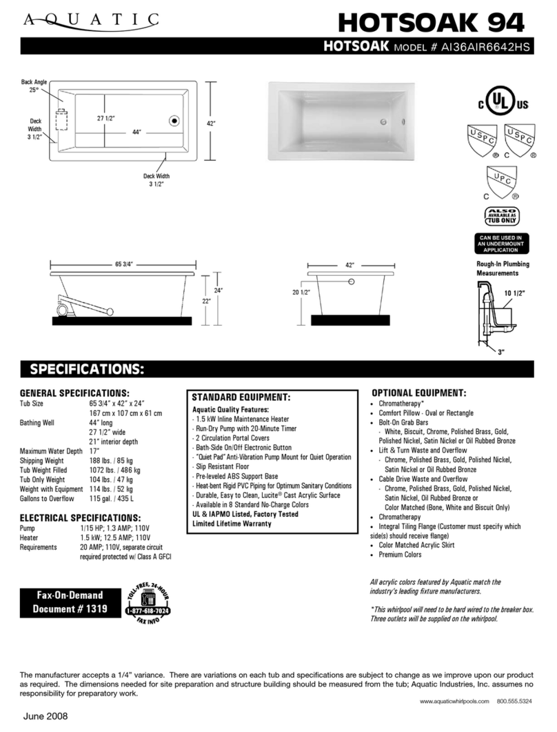 Aquatic HOTSOAK 94 AI36AIR6642HS Specification sheet