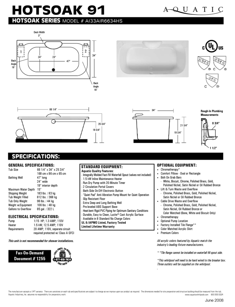 Aquatic HOTSOAK 91 AI33AIR6634HS Specification sheet