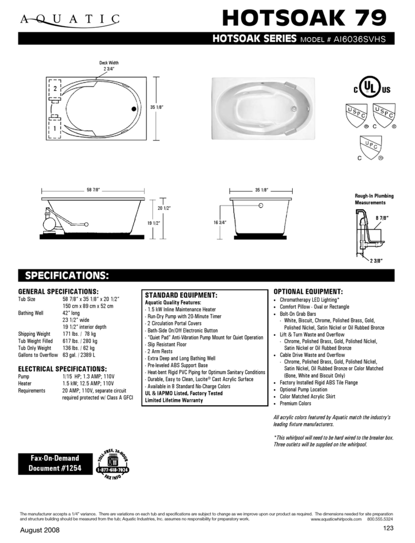 Aquatic HOTSOAK 79 AI6036SVHS User manual Aquatic HOTSOAK 79 AI6036SVHS User manual