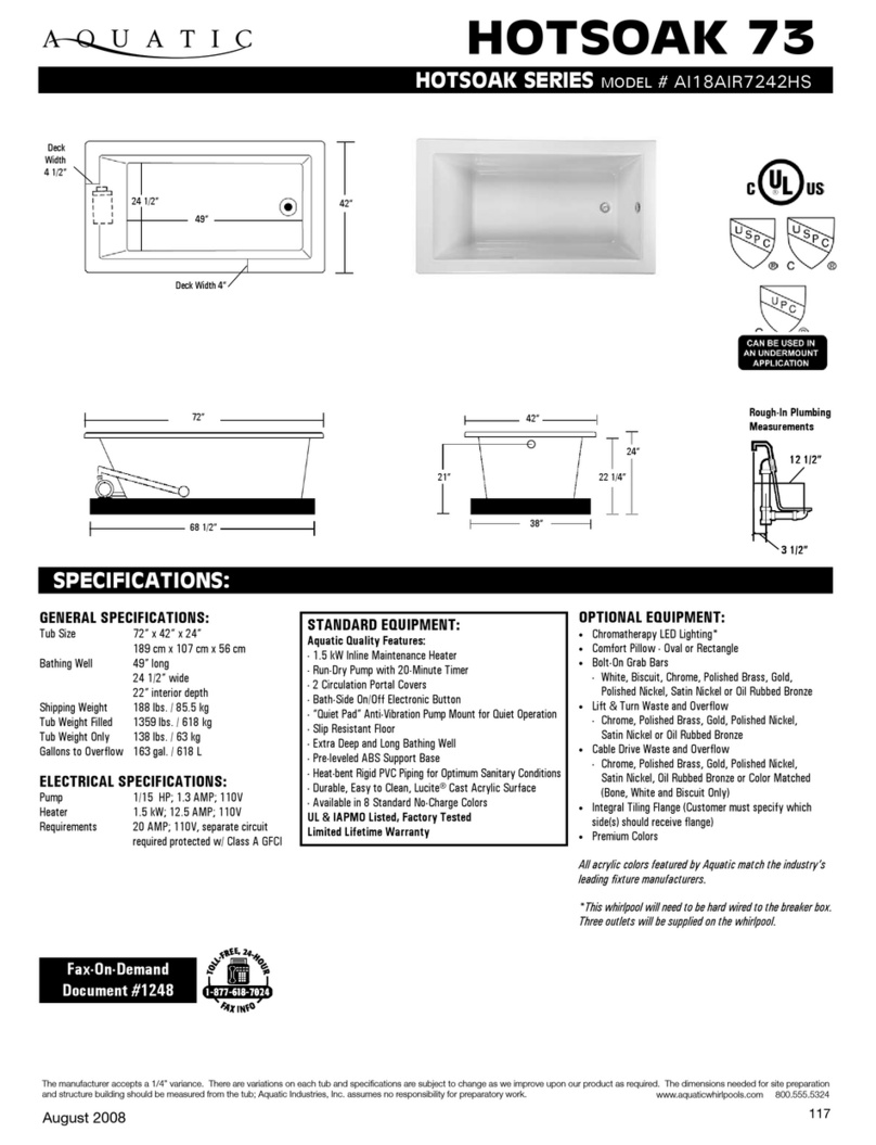Aquatic HOTSOAK 73 AI18AIR7242HS Specification sheet