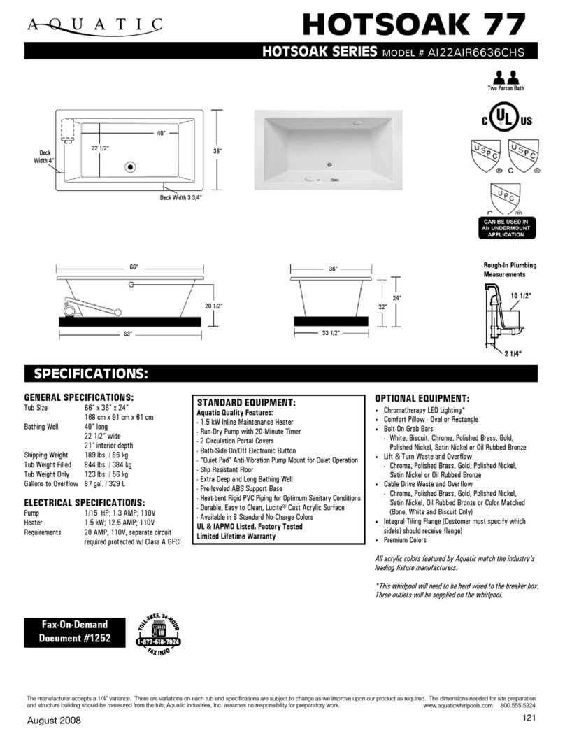 Aquatic HOTSOAK 77 AI22AIR6636CHS Specification sheet