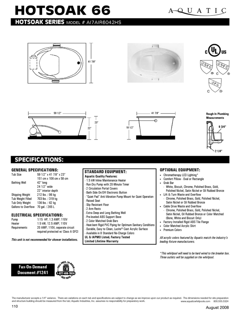 Aquatic HOTSOAK 66 AI7AIR6042HS User manual Aquatic HOTSOAK 66 AI7AIR6042HS User manual