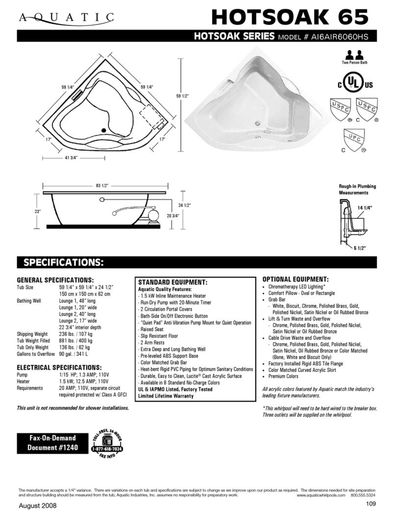 Aquatic Hotsoak 65 AI6AIR6060HS Specification sheet