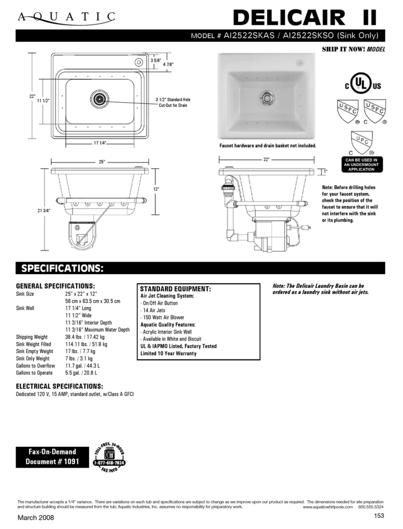 Aquatic AI2522SKAS Specification sheet