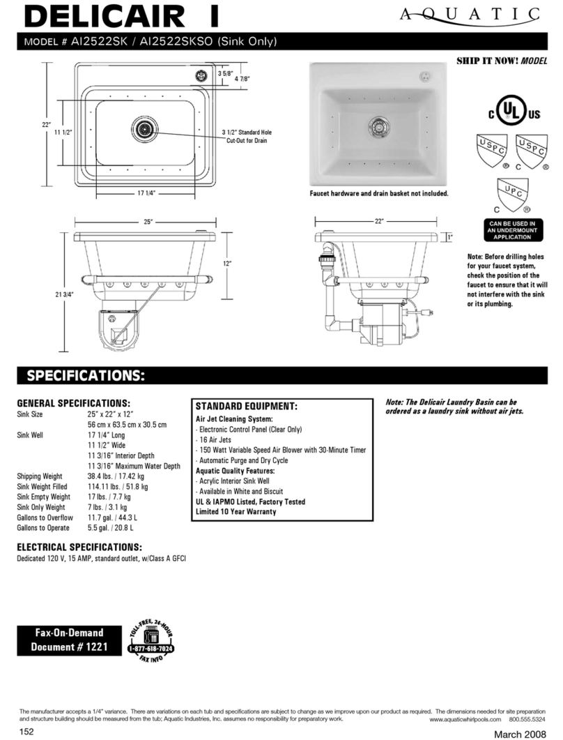 Aquatic AI2522SK Specification sheet