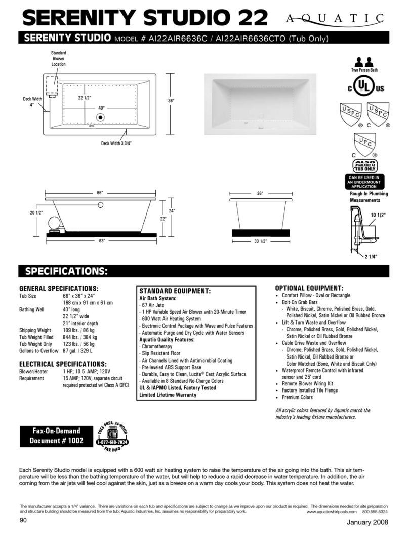 Aquatic SERENITY STUDIO 22 Specification sheet