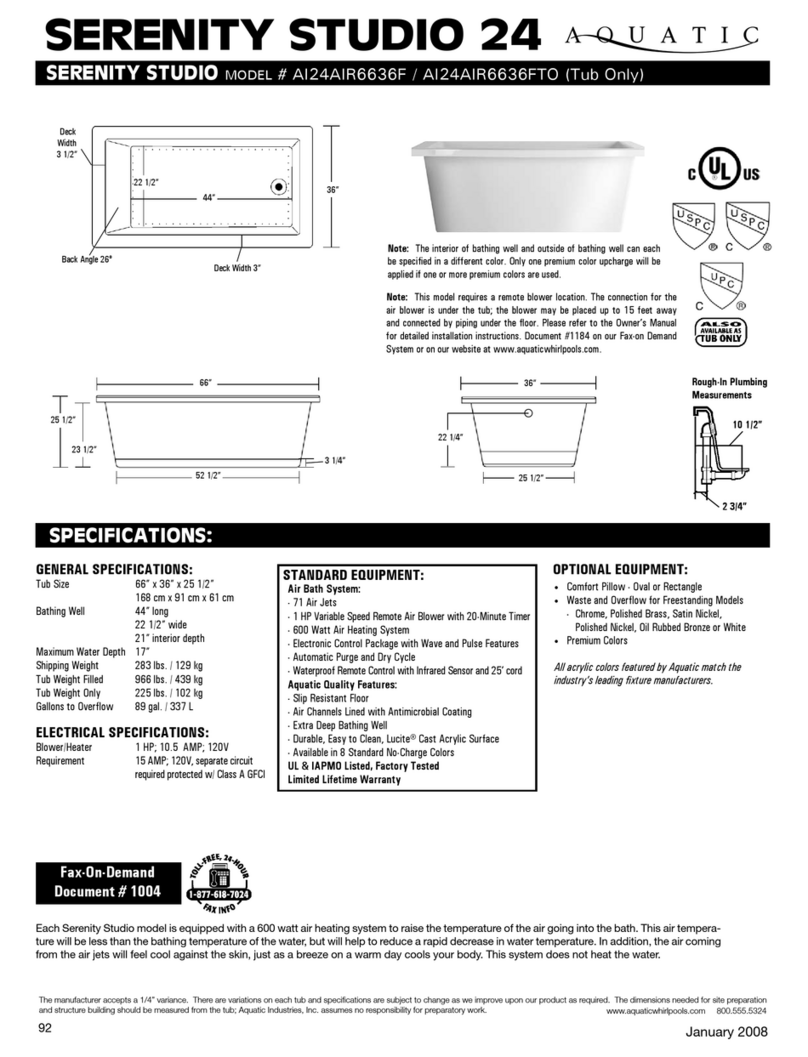 Aquatic Serenity studio 24 Specification sheet