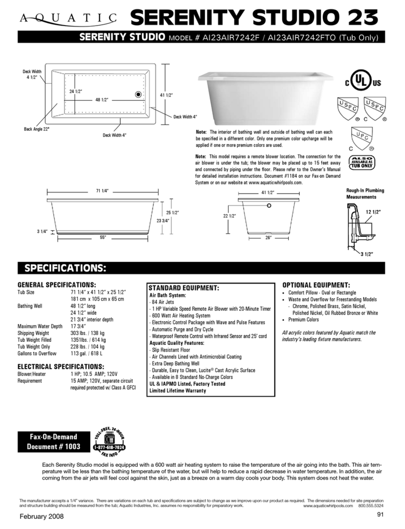 Aquatic SERENITY STUDIO 23 Specification sheet