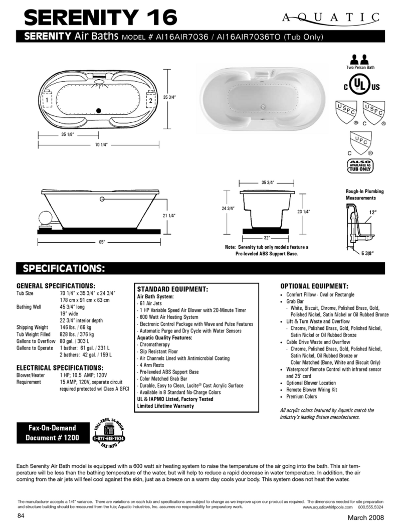 Aquatic SERENITY 16 Specification sheet