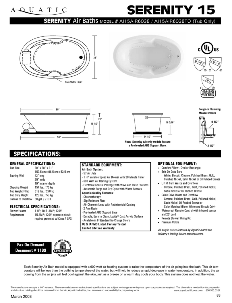 Aquatic SERENITY 15 Specification sheet