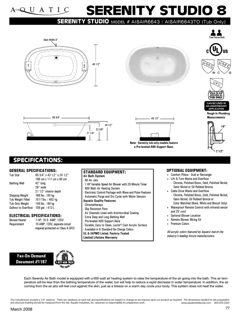 Aquatic SERENITY STUDIO 8 User manual