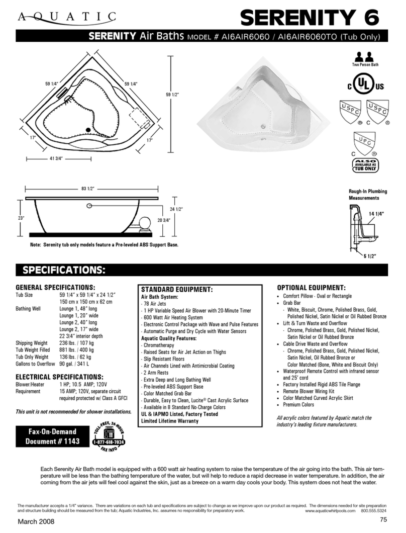 Aquatic SERENITY 6 Specification sheet