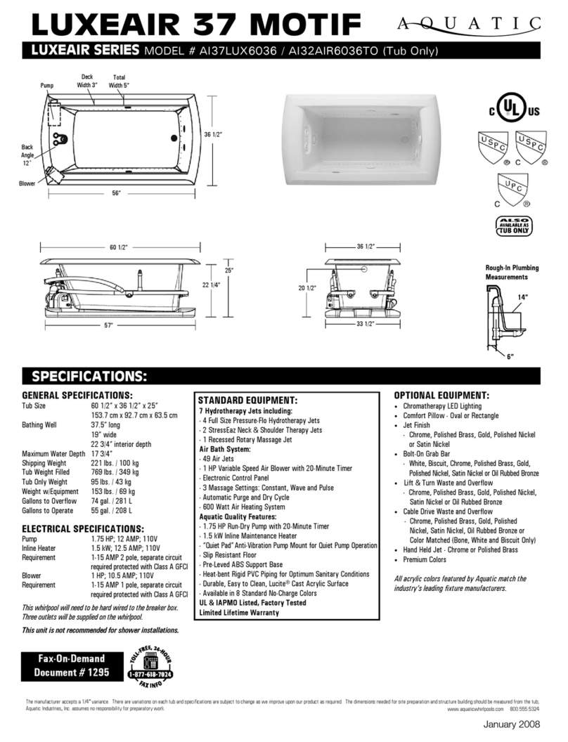 Aquatic AI37LUX6036 Specification sheet