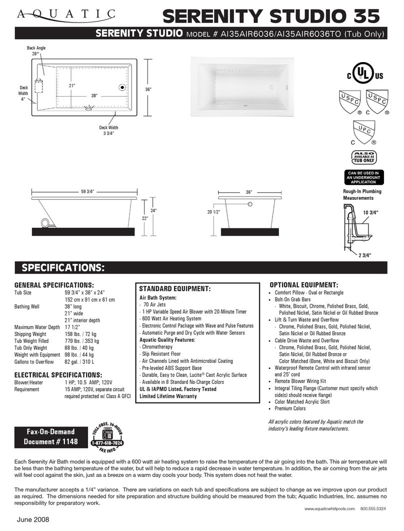 Aquatic SERENITY STUDIO 35 Specification sheet