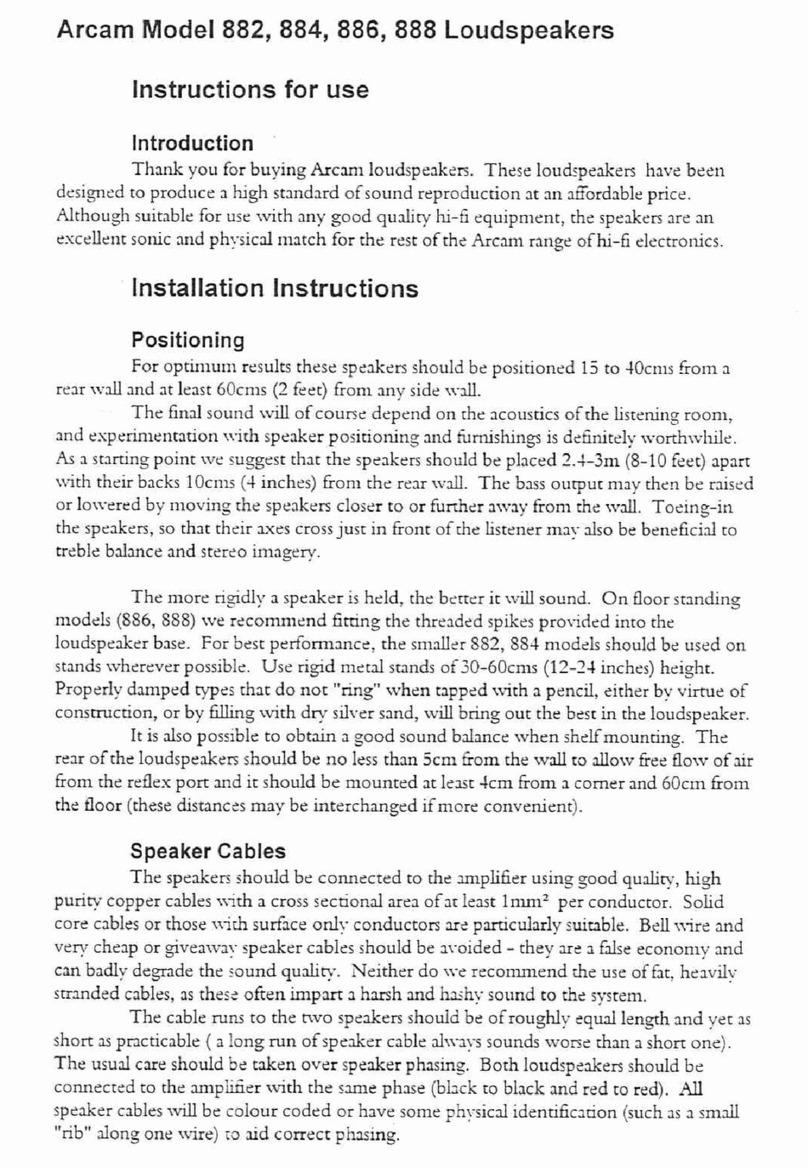 Arcam Loudspeakers 882 User manual