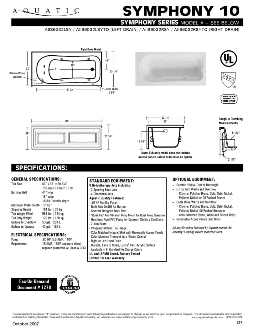 Aquatic SYMPHONY 10 None Specification sheet
