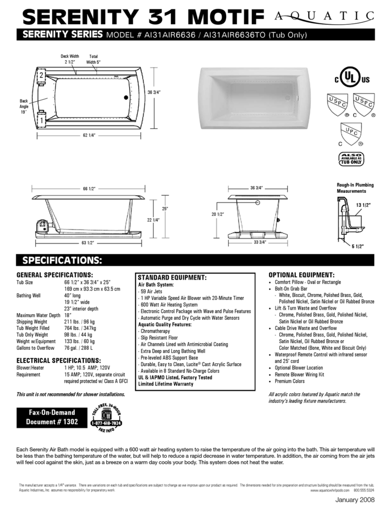 Aquatic SERENITY 31 MOTIF AI31AIR6636 Specification sheet