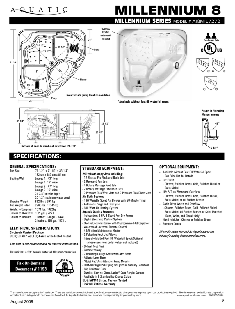 Aquatic MILLENNIUM 8 AI8mIl7272 Specifications