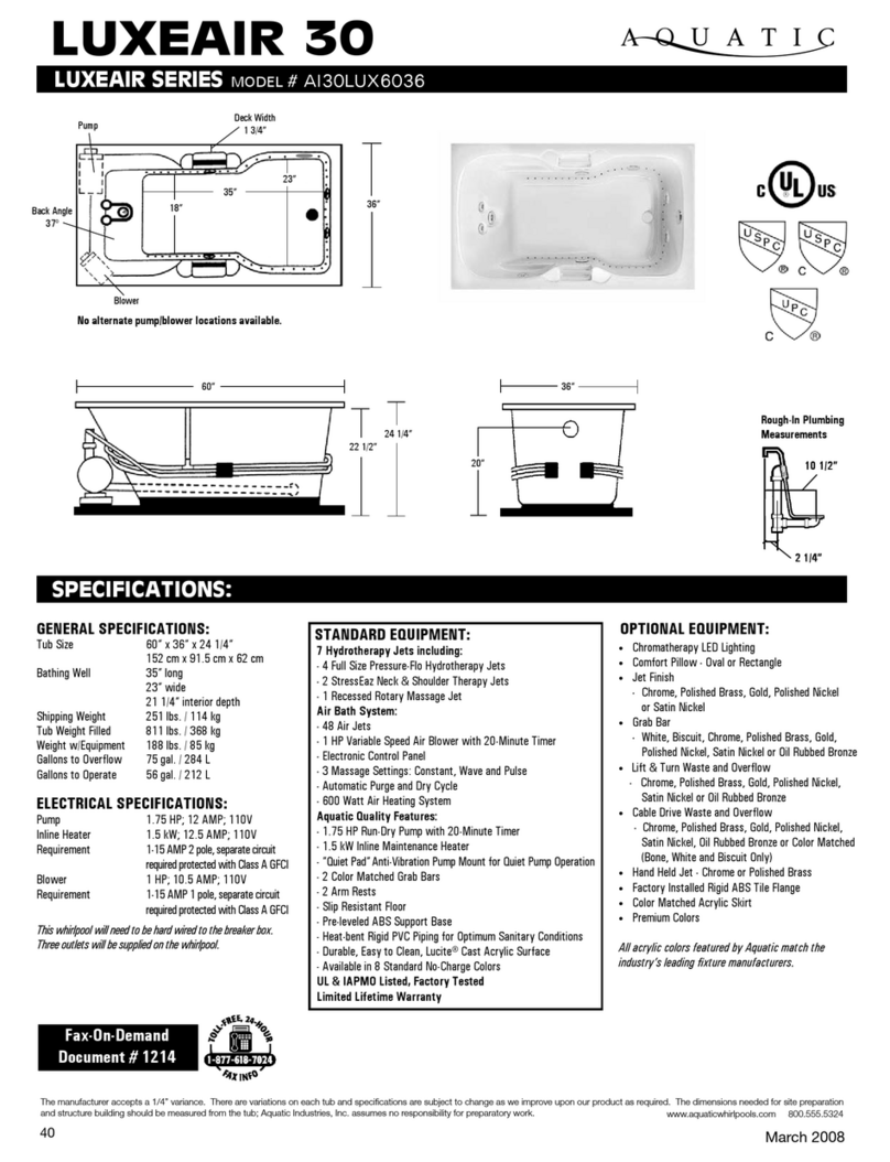 Aquatic LUXEAIR 30 ai30lux6036 Specification sheet