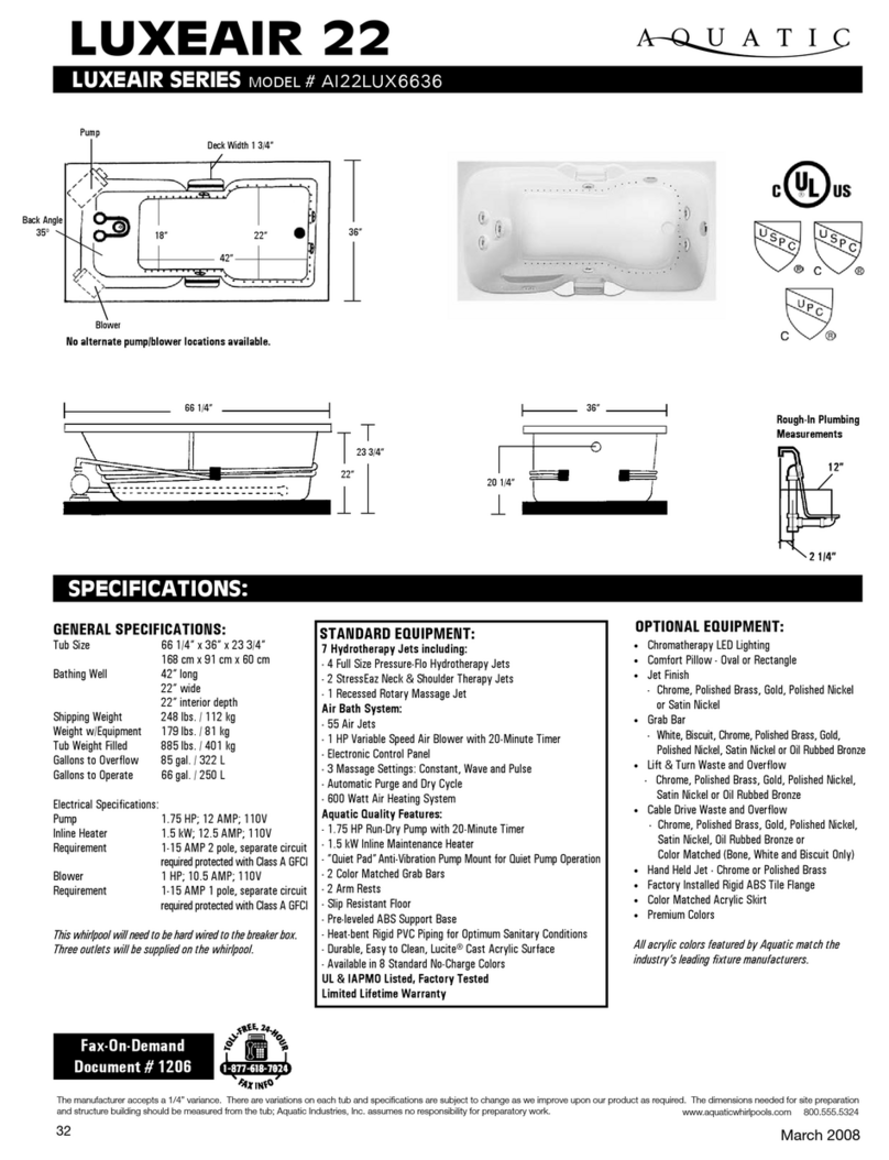 Aquatic LUXEAIR 22 AI22lux6636 Specification sheet