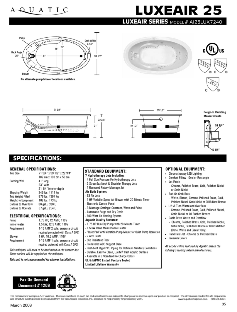 Aquatic LUXEAIR 25 ai25lux7240 User manual Aquatic LUXEAIR 25 ai25lux7240 User manual